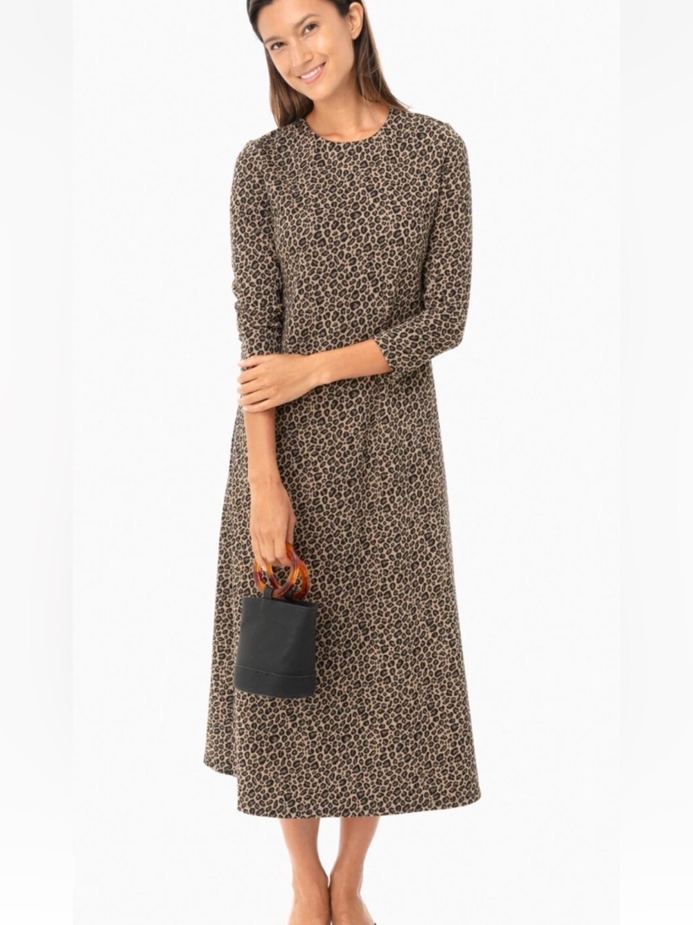 Tuckernuck Harper Leopard-Print Long-Sleeve Maxi Dress in Brown and Black